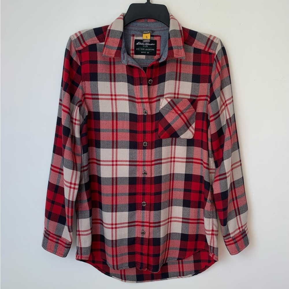 Eddie Bauer Plaid Flannel Shirt Small Relaxed Fit